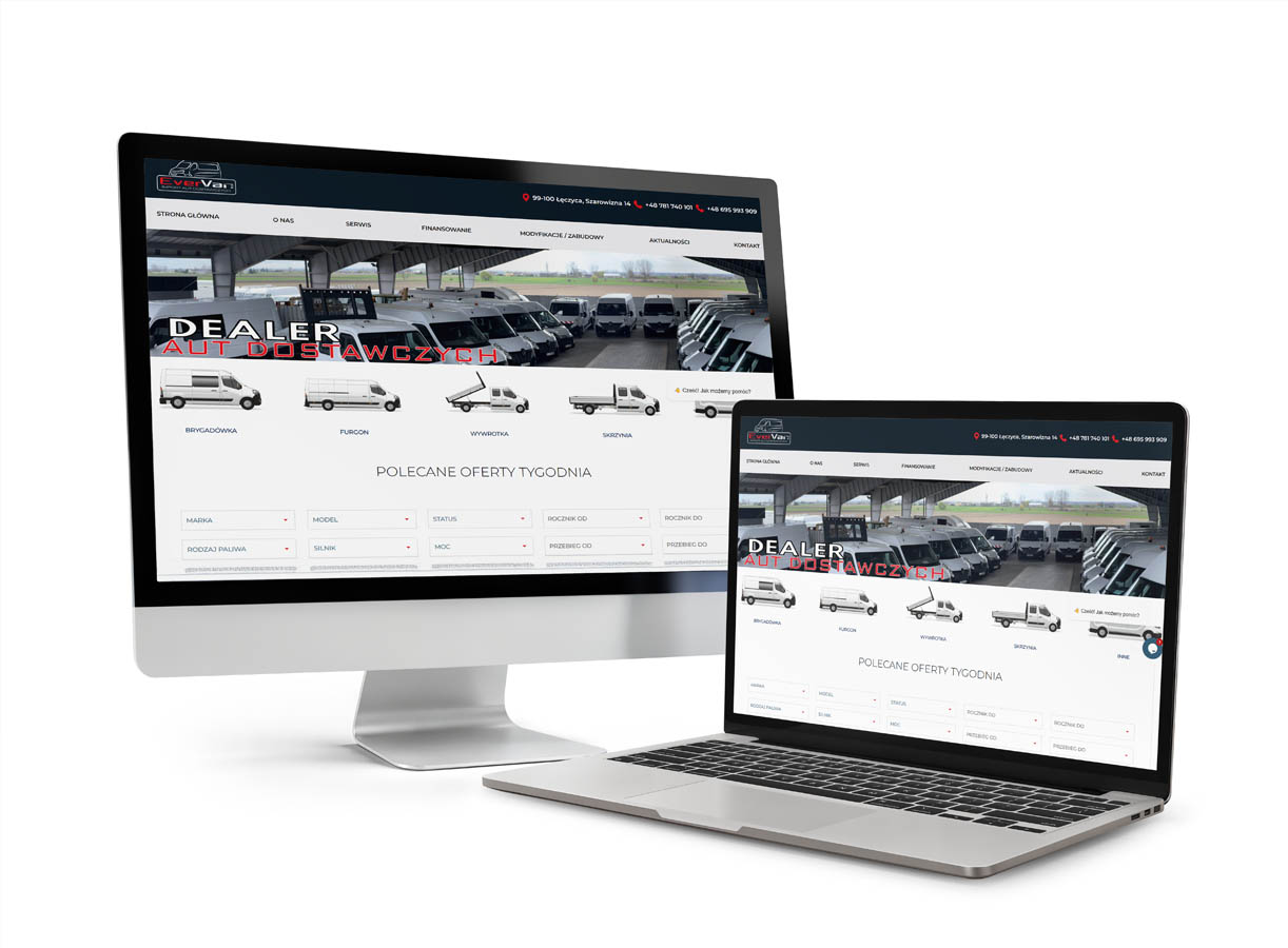 EVERVAN, dealer samochodów dostawczych, strona www