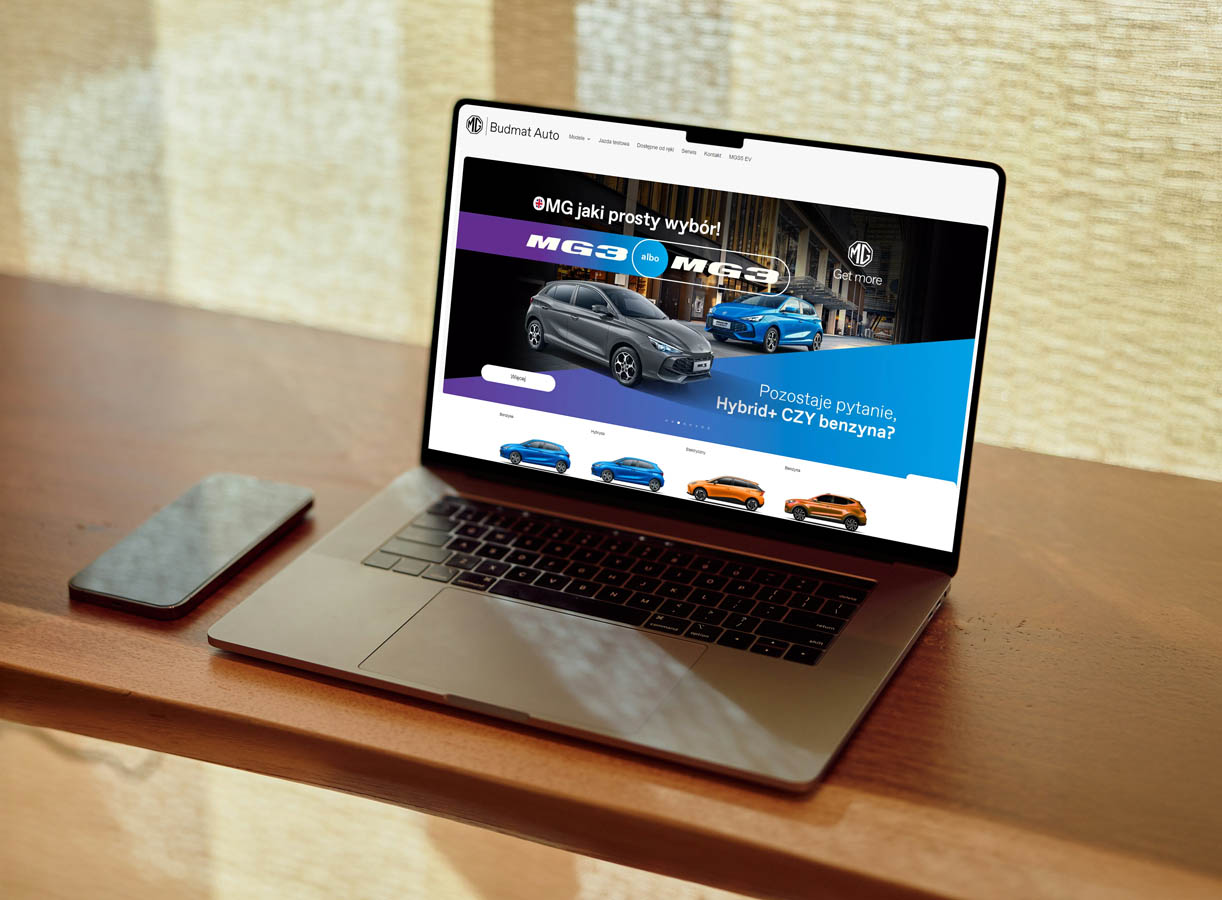 strona internetowa MG Budmat Auto, dealer MG, projekt strony www