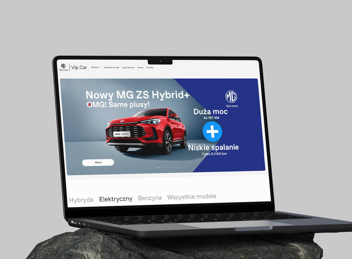 strona internetowa MG Vipcar, dealer MG, projektowanie stron www